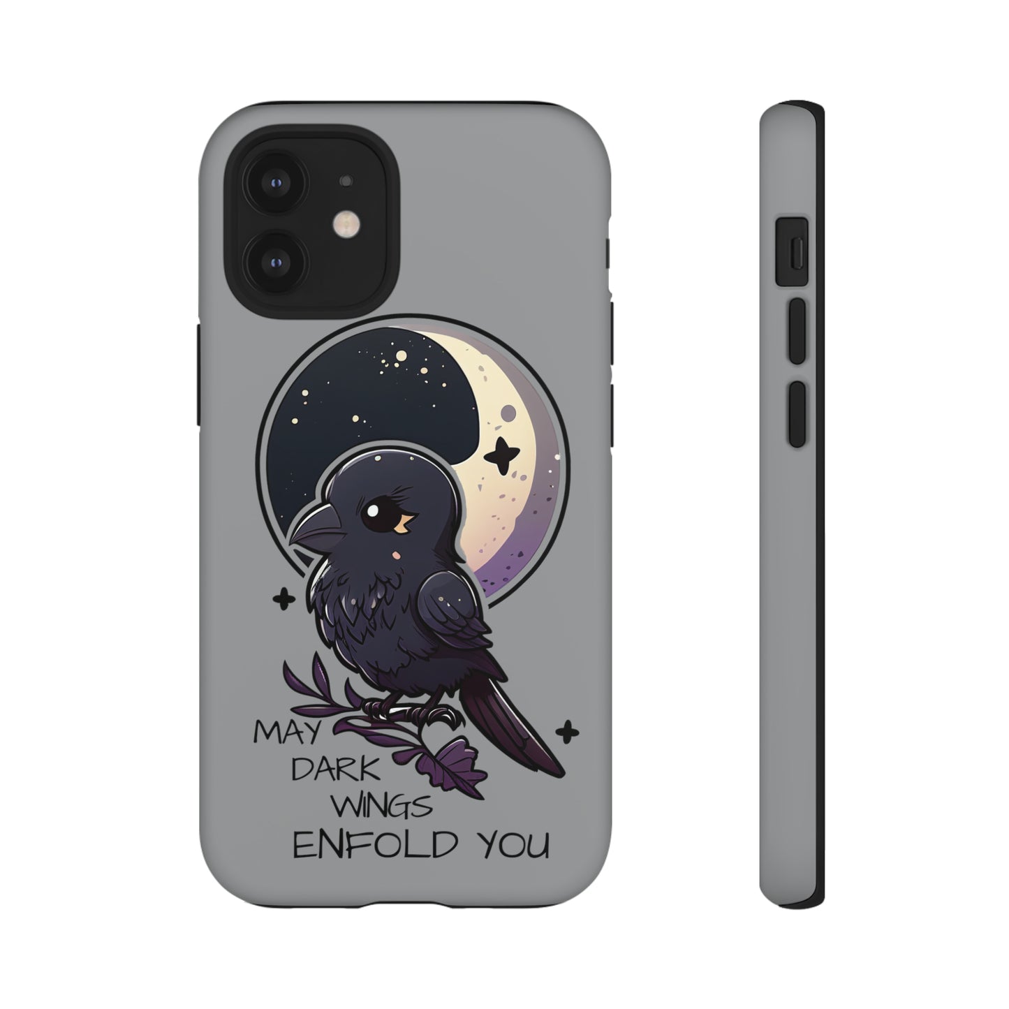 Raven Blessing Tough Phone Case Empath Protection Crowcore Witchcore Odin Edgar Allan Poe Cute Chibi Kawaii Goth Witchy Accessories Yamikawaii Cell Cover