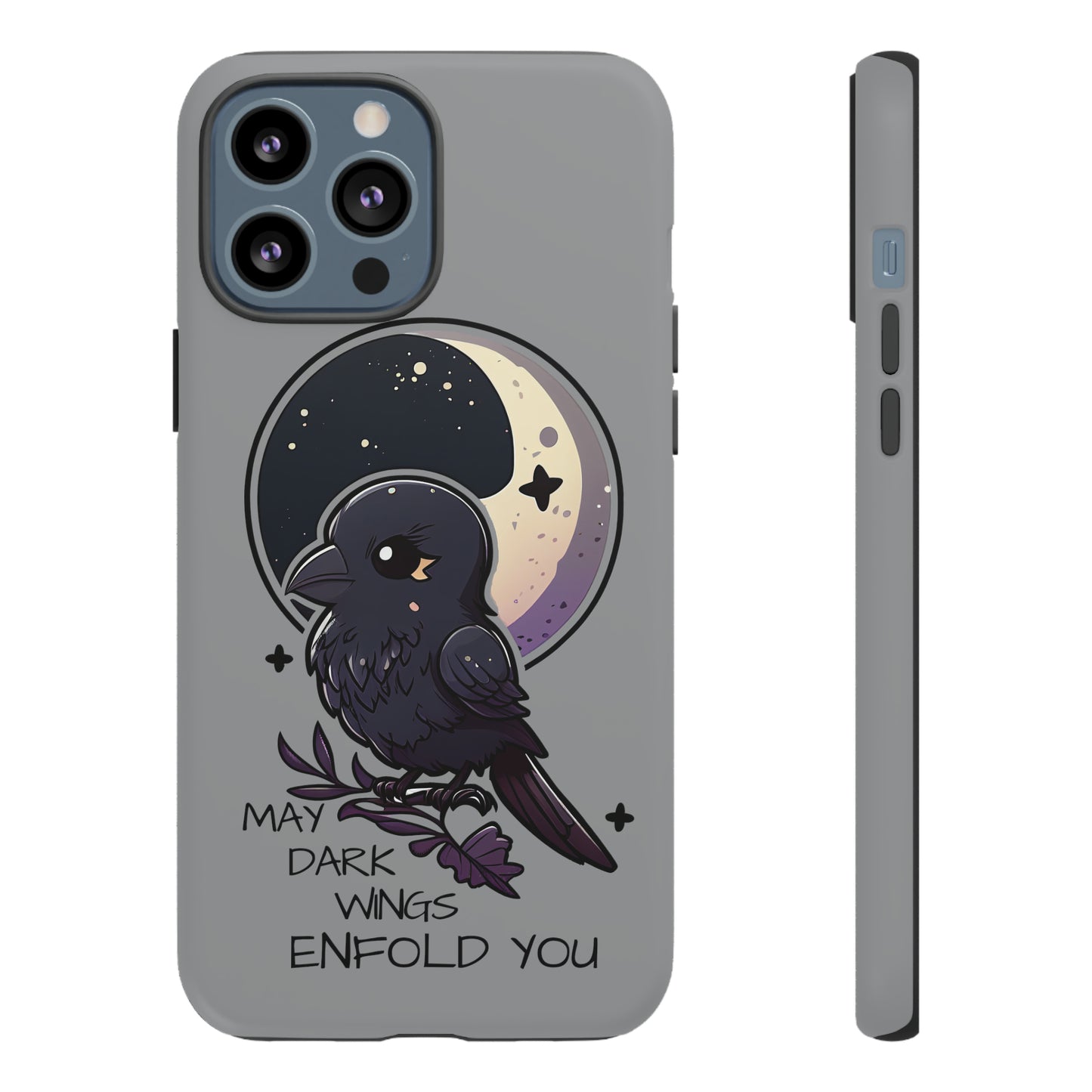 Raven Blessing Tough Phone Case Empath Protection Crowcore Witchcore Odin Edgar Allan Poe Cute Chibi Kawaii Goth Witchy Accessories Yamikawaii Cell Cover