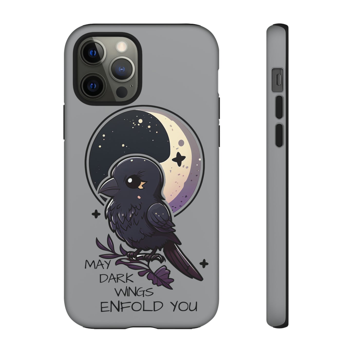 Raven Blessing Tough Phone Case Empath Protection Crowcore Witchcore Odin Edgar Allan Poe Cute Chibi Kawaii Goth Witchy Accessories Yamikawaii Cell Cover