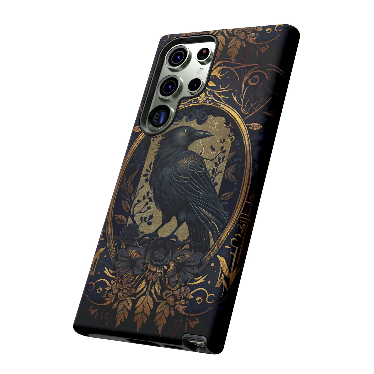 Golden Raven Guardian Phone Case | Elegant Gothic Style 2-layer Tough Phone Cases