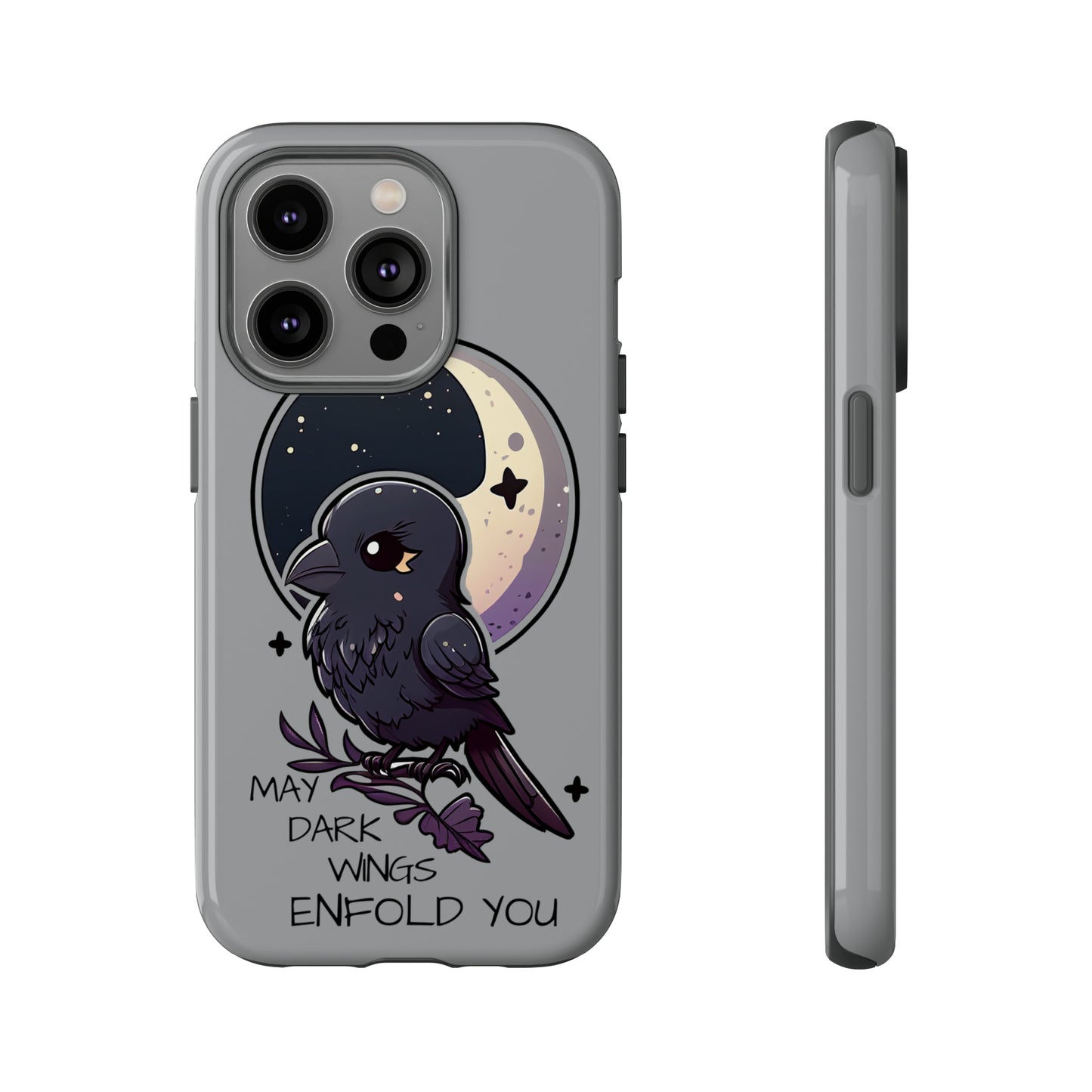 Raven Blessing Tough Phone Case Empath Protection Crowcore Witchcore Odin Edgar Allan Poe Cute Chibi Kawaii Goth Witchy Accessories Yamikawaii Cell Cover