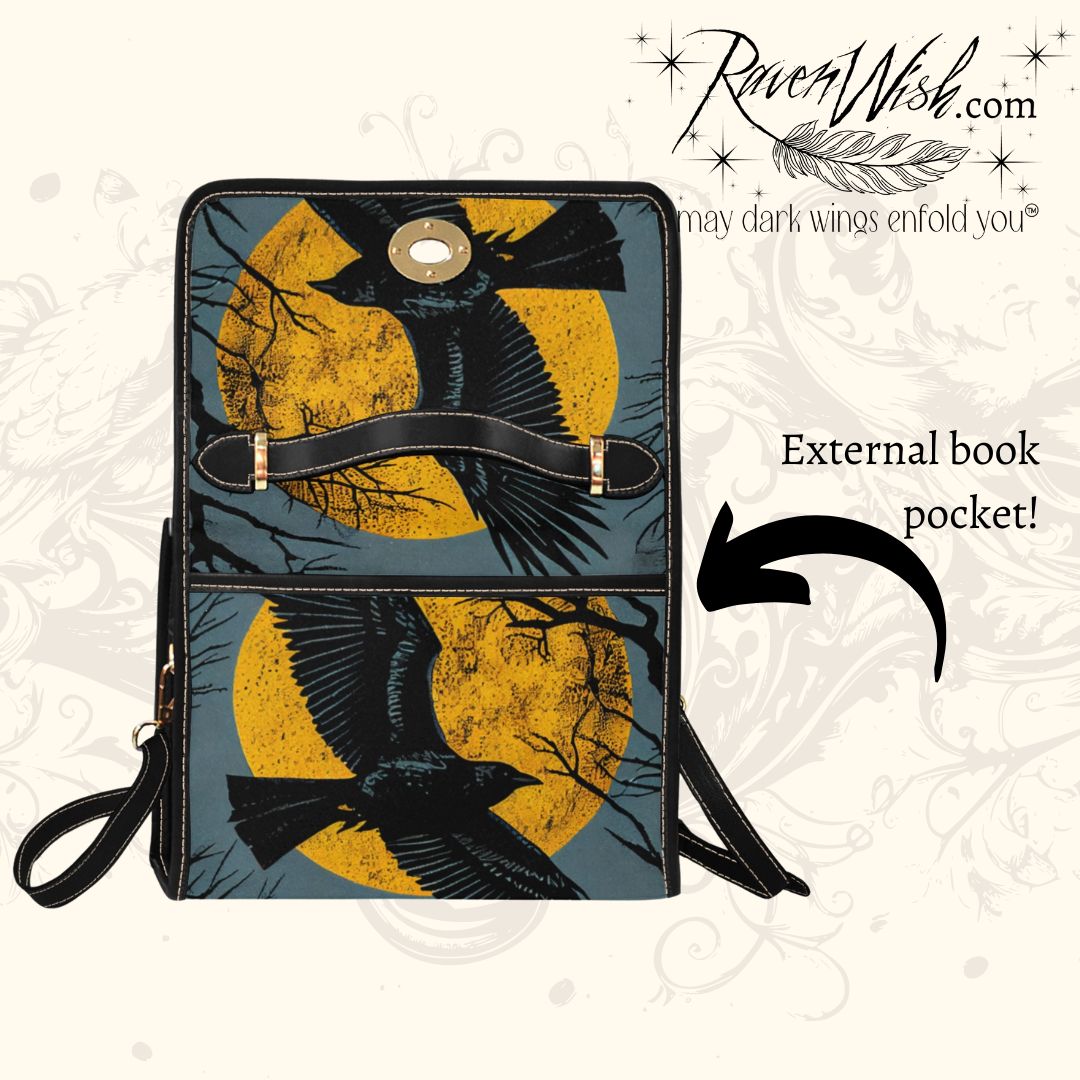 As The Crow Flies Satchel Purse Witchy Grunge Canvas Small Crossbody Bag Witch Core Odin Spirit Companion Poe Raven Satchel Empath Protection Goth Emo