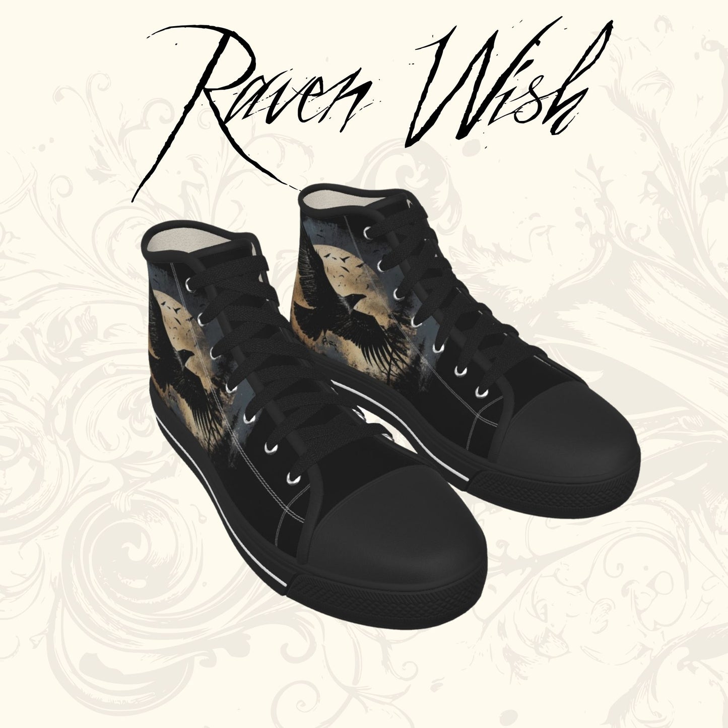 Flying Raven Shoes Nonbinary Gothic Sneakers