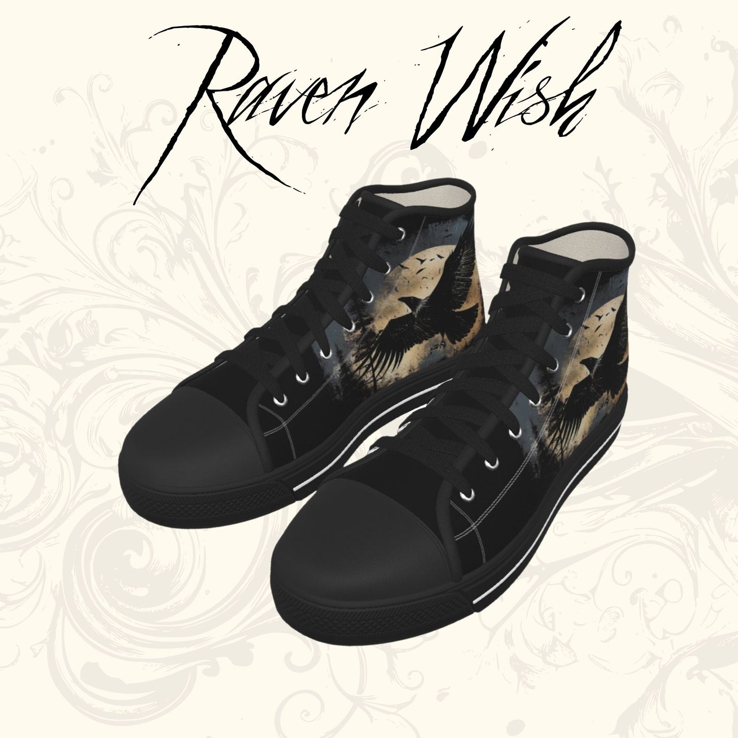 Flying Raven Shoes Nonbinary Gothic Sneakers