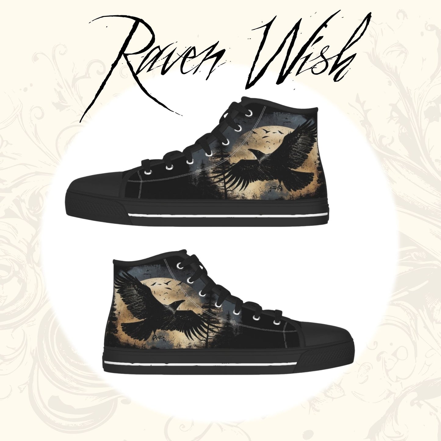 Flying Raven Shoes Nonbinary Gothic Sneakers