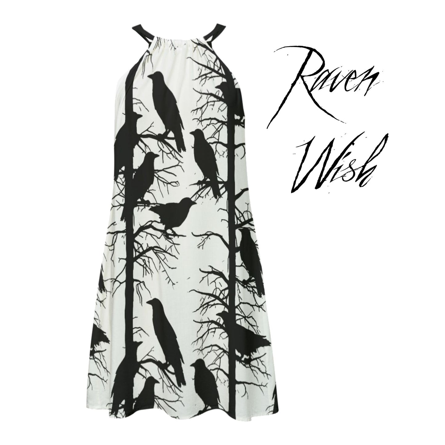 Murder Tree Dress | Crow Sundress in natural rayon