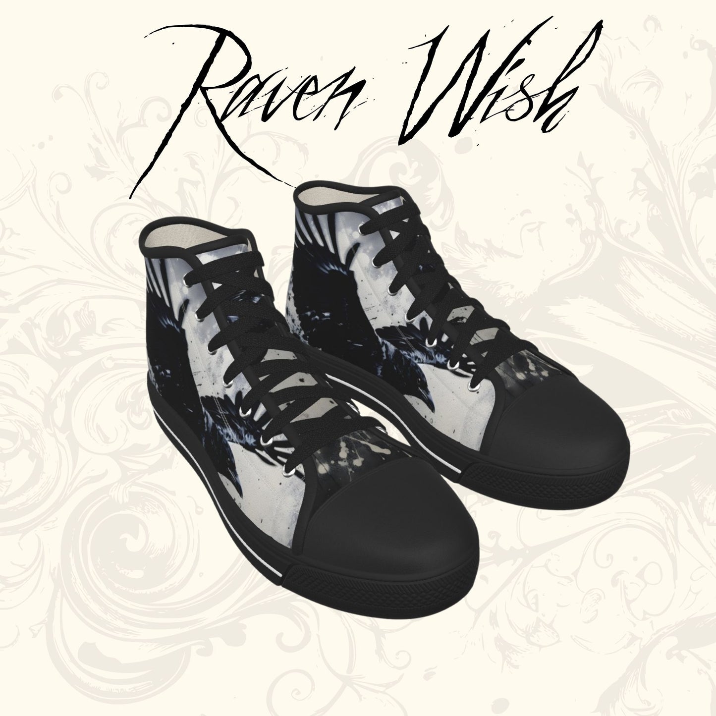 Raven's Grit Shoes Nonbinary Gothic Sneakers Halloween Crowcore Witchy Tennis Shoes Goth Emo Ravens