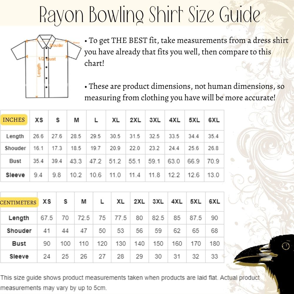 Golden Raven Gaurdian Shirt | Men's Buttondown Rayon Short Sleeve Elegant Halloween Grownup Gothic