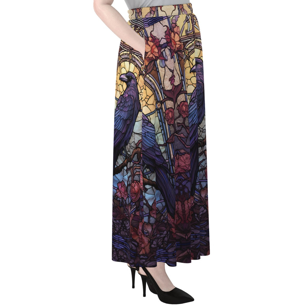 Rose Window Raven Maxi Skirt with Pockets