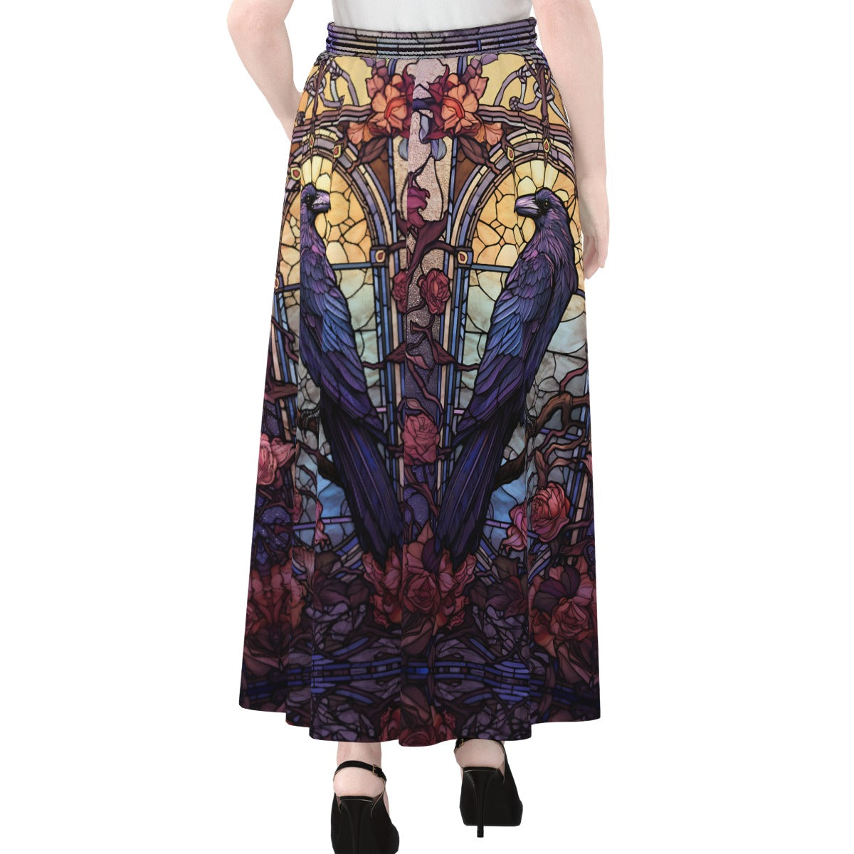 Rose Window Raven Maxi Skirt with Pockets