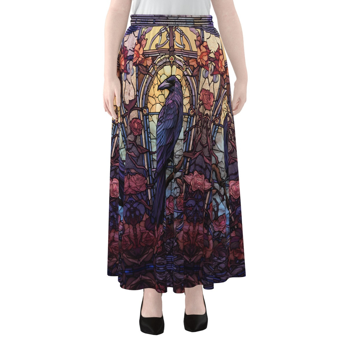 Rose Window Raven Maxi Skirt with Pockets